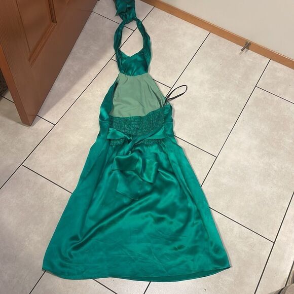 BETSEY Johnson womans silky green halter dress - Picture 3 of 9